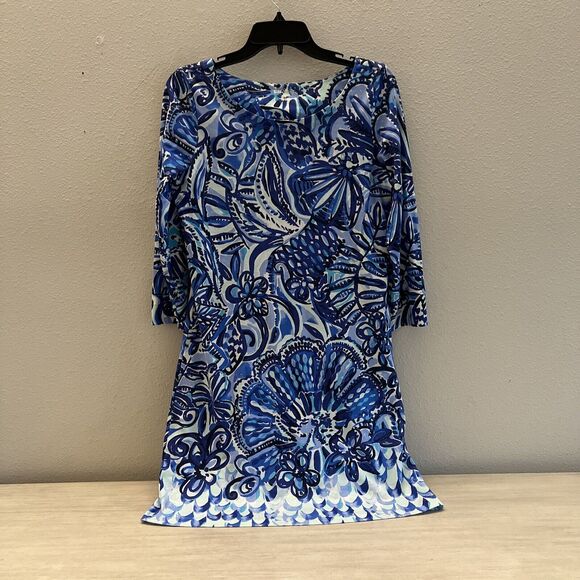 Lilly Pulitzer Sz Small HOLLEE Dress High Tide Navy Blue White 3/4 Sleeve - Picture 1 of 14
